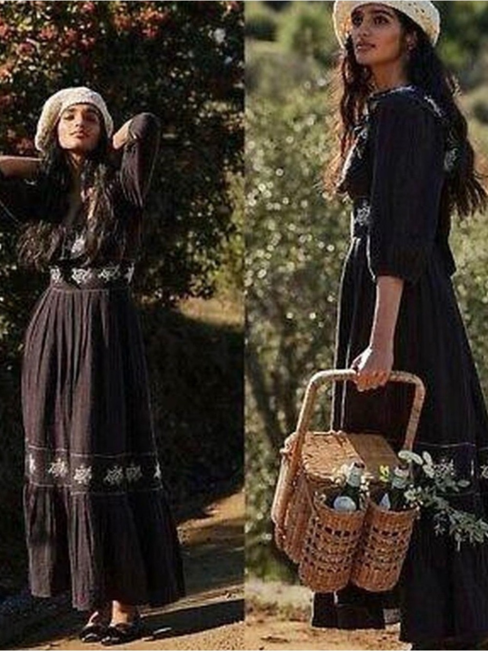 FREE PEOPLE Lovers Lane Maxi Dress Black Embroidered S - Picture 12 of 13